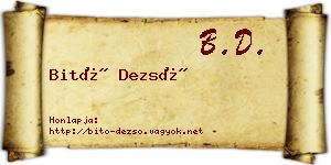 Bitó Dezső névjegykártya
